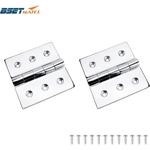 2X Stainless Steel 316 100*100mm Boat Caravan RV Deck Hinge Cupboard Cabinet Drawer Door Strap Butt Hinge Furniture Hardware
