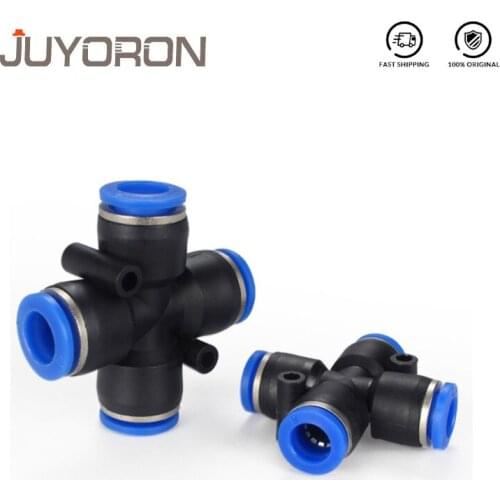 Air Fitting 4-Way Pneumatic Tube Connector PZA 4 6 8 10 12mm Quick Fittings Male Thread BSP 1/4 " 1/2" 1/8 "3/8" Connector