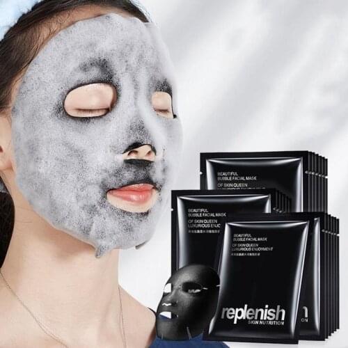 4pcs Charcoal Bubble Black Deep Sea Salt Mask Shrinking Pores Moisturizing Cleansing Mask Deep Purifying Black O2 Bubble Mask
