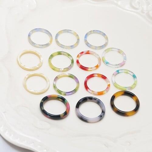 6pcs Korean style Acetate Earrings For Women Girls multicolor smudge ring Personality retro circle jewelry accessory material