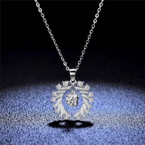 Diamond Test Passed Excellent Cut 1 Carat D Color High Quality Moissanite Forever Love Heart Pendant Necklace Silver 925 Jewelry