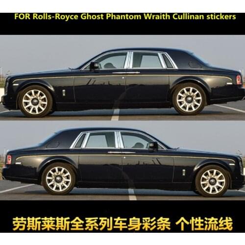 Car Sticker FOR Rolls-Royce Ghost Phantom Wraith Cullinan Dawn in Fuxia Body Color Belt for Gold Waistline