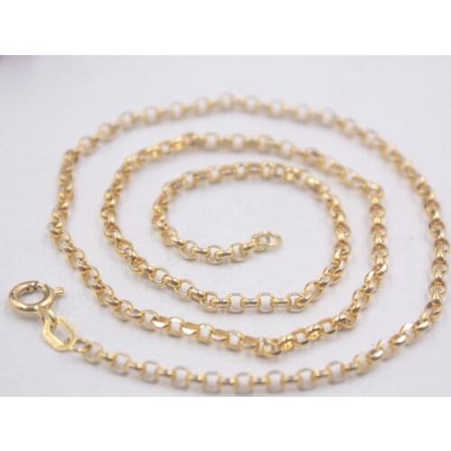 Fine Pure Au750 18K Yellow Rose Gold Necklace Chain Women Men 2.5mm Cable Rolo Link Necklace