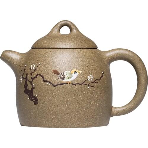 Purple Clay Teapot Yixing Genuine Green Teapot Painted Qin Quan Teapot Handmade Teapot Kung Fu Tea Set