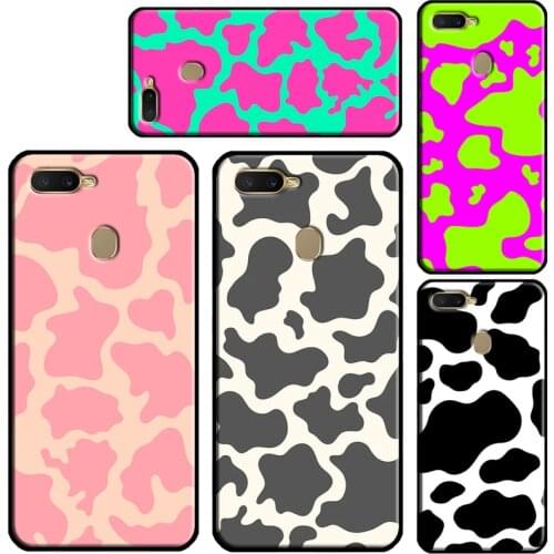 Neon Cow Print Black Pink Case For OPPO Find X2 X3 Pro F5 F7 A52 A72 A15 A91 A83 A3S A5S A5 A9 A31 A53 2020 Cover