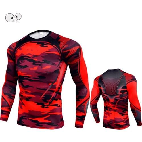 Men Comouflage Quick Dry Compression Running Rashguard NEW 2019 Long Sleeve Sports Shirts Gym Fitness T-shirt Basketball Jersey