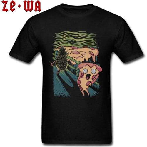 Pizza Nightmare Tops Tees Men Funny T-shirts Mens Black Tshirts O Neck 80s Cartoon Clothes Humor Design Guys T Shirts Comics