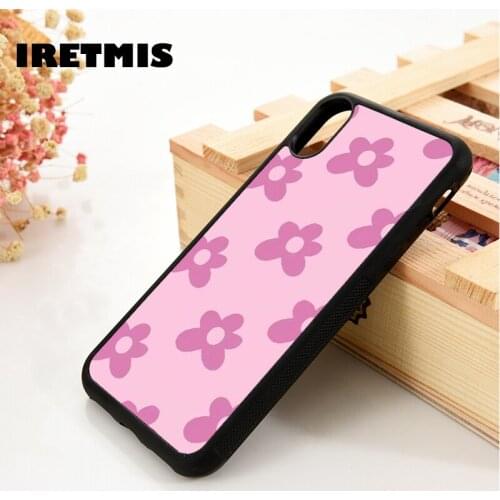 Iretmis 5 5S SE 6 6S TPU Silicone Phone Case Cover for iPhone 7 8 Plus X Xs 11 12 MINI Pro Max XR Flowers Pattern Inspired Pink