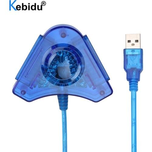 Kebidu USB Controller Gamepad Adapter Converter Cable for PlayStation 2 PS1 PS2 Joypad to PC Games Dual Ports with CD Driver