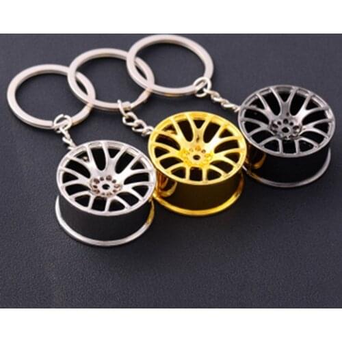 Creative Car Wheel Rim Turbo Metal Keychain Anti-lost Hanging Key Ring Chain Pendant For Car Modification Accessories Gifts