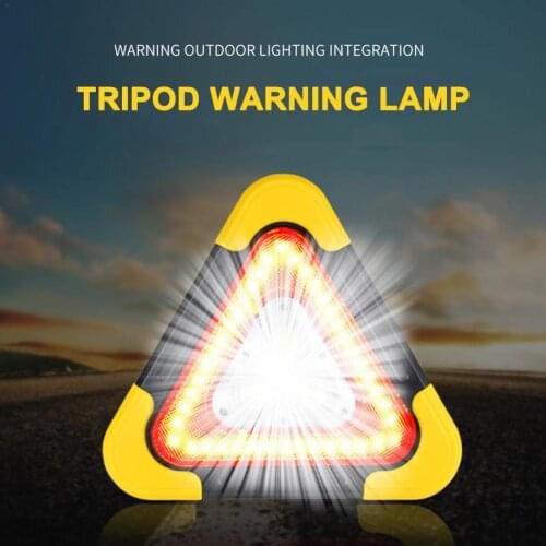 Solar + Usb Charging Multi-functional Tripod Warning Lamp COB Work Light Emergency Light For Auto Yellow Angle