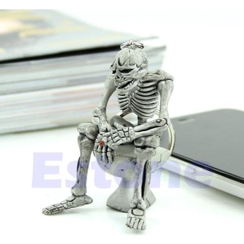 Fashion Creative Toilet Purse Bag Rubber Skulls KeyChain Keyring Gift Key Chain
