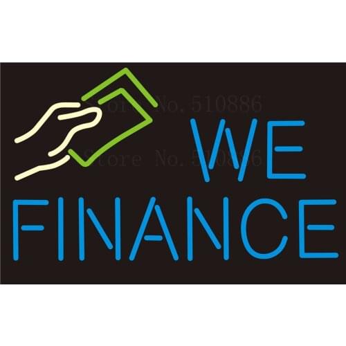 NEON SIGNS We Finance Cash restaurant Beer Wine Real GLASS Tube BAR PUB Signboard Display Decorate Store Shop Light Sign 17*14"
