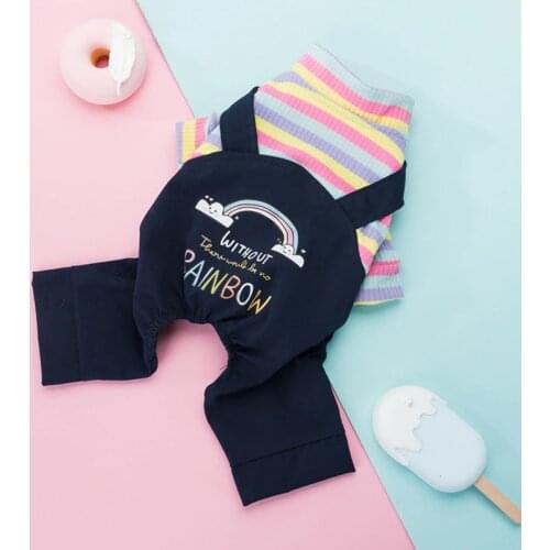 New Pet Jumpsuit Rompers Dog Hoodie Denim Coat T-Shirt Cat Puppy Jacket Autumn/Winter rainbow Clothes Apparel