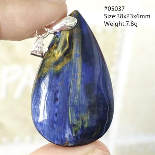 Genuine Natural Blue Pietersite Pendant Chatoyant Namibia 38x23x6mm Women Men Cat Eye Fashion Jewelry AAAAAA