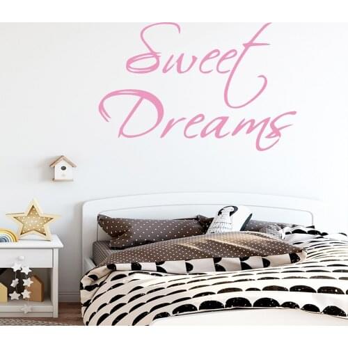 Drop Shipping Sweet Dream Quote Home Decoration Wall Art Sticker For Girl Room Wall Vinyls Bedroom Decals naklejki na sciane