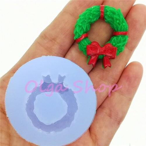 JYL389 32.2mm x 28.0mm Christmas Wreaths Silicone Mold Candy Cookie Biscuit Cake Cupcake Decoration Fondant Craft FOOD SAFE DIY