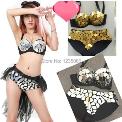 Sexy Mirror Girls Mirror costumes womens nightclub dress for stage performance