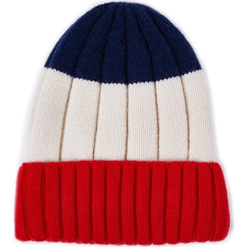 Hat Kids Winter Beanie Boy Girl Wool Knit Autumn Warm Striped With Brim Skiing Accessory For Outdoors