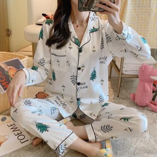 Slik Sleepwear Set Women Pajamas Suit Long Sleeves Two Pieces Home Wear Set with Pants Female Spring Summer Clothes for Women