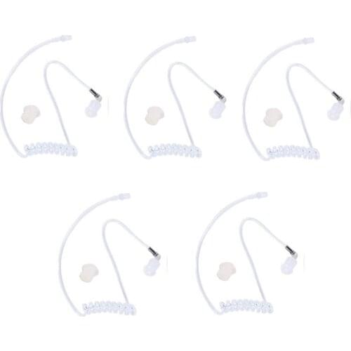 5PCS Replacement FBI Covert Acoustic Coil Audio Air Tube PTT Mic Earpiece Headset w/ Earbuds for Motorola Baofeng Icom Radio