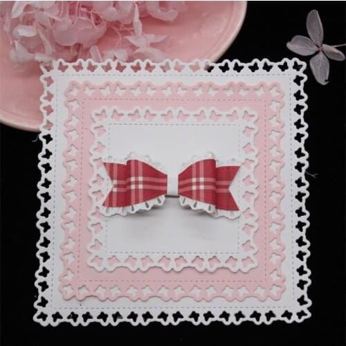 KSCRAFT Butterflies Edge Square Frame Metal Cutting Dies Stencils for DIY Scrapbooking/photo album Decorative Embossing DIY Card