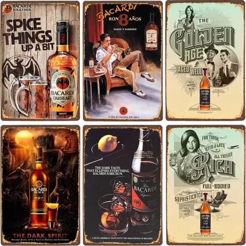 Rum Metal Plaque Tin Sign Wine Vintage Bar Poster Bar Pub Room Decorative Alcohol Retro Plate Home Decor 30X20CM