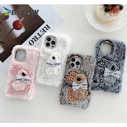 Warm Bear Wrist strap Case for OPPO Reno 4 3 Pro 4G 5G 4 SE 4 Lite 4F 2 2F 2Z Z 10x zoom Fashion Case Furry fluffy Phone Case