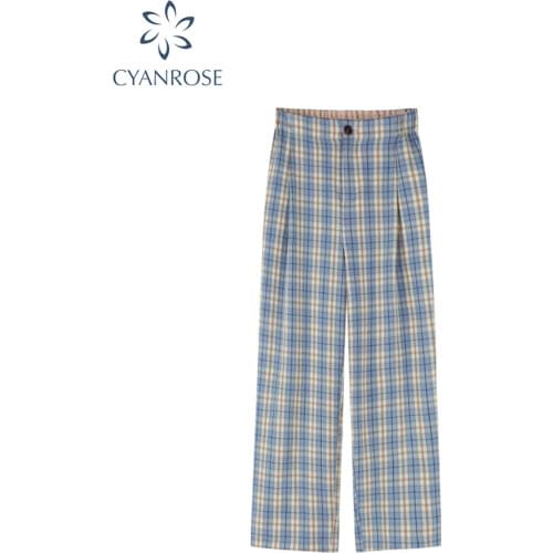 Plaid Pants Women Autumn 2020 Vintage Loose Oversized Fashion casual Korean Style Harajuku Streetwear Cotton Wide Leg Pants