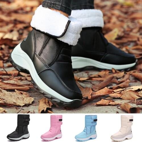 Women Snow Boots Fashion Hiking Shoes Waterproof Casual Mid-calf Boots Platform Casual Shoes