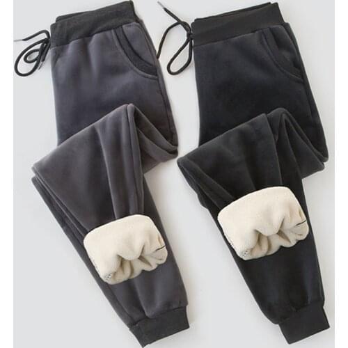 Women Winter Lamb Fur Cashmere Slim Pants Women Casual Warm Pants Harem Pants Thick Lined Fleece Autumn Sweatpants Trousers New