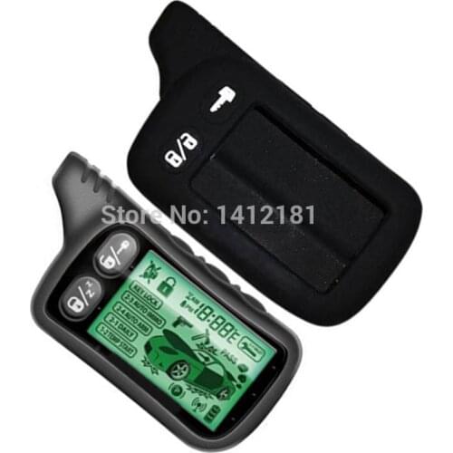 2-way TZ9030 LCD Remote Control Keychain TZ-9030 Silicone Case for Two Way Car Alarm System Tomahawk TZ 9030 ,434MHZ 1.5V AAA