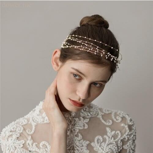 Gold Tiny Beads Bridal Hair Crown Jewelry Fashion Women Headpiece Wedding Headband Hair Vine Accessories