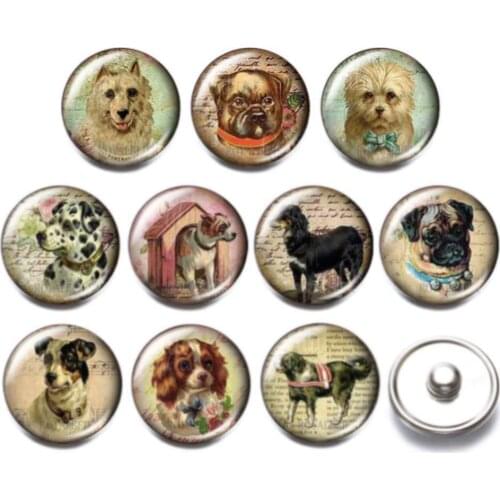 10cps/lot Lovely Dog Giraffe Glass 18mm Glass Snap Button for Snap Button Jewelry Pendant Bracelet Glass Snap Jewelry