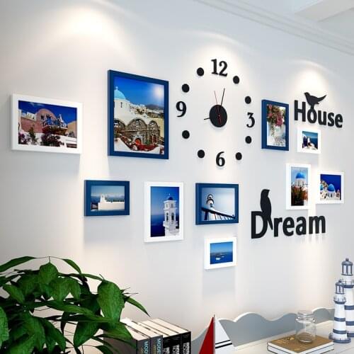 10 pcs Picture Frame For Living Room Frame For Baby Photos Clock Wall Decor Mediterranean Photo Frame Moldura Bilderrahmen Set
