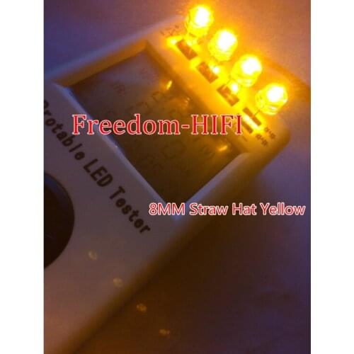 10pcs LED 8mm Yellow Straw Hat Water Clear 8 mm LED Diode Wide Angle Emitting Diode LED Light Lamp Through Hole