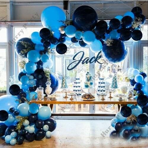 155Pcs Baby Shower Boy 100Days Happy Birthday Decoration Balloon Garland Arch Matt Blue Latex Balls Adult Wedding Home Decor