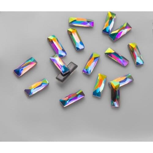 2.6x8 Baguette shape Crystal AB Hot fix iron rhinestone 144 pcs packing