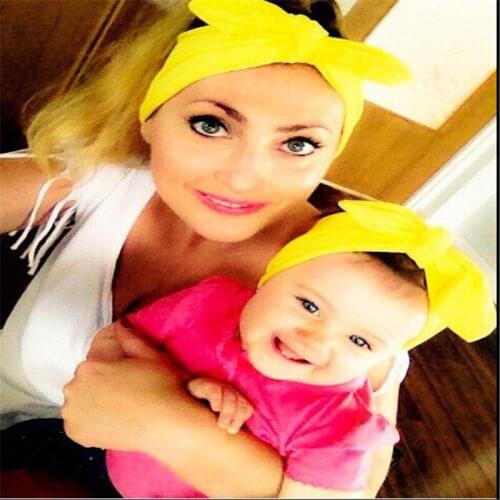 2pcs/pack Cute Cotton Turban Rabbit Hairband Knotted Headband Head Wrap Mommy and Baby Set Hair Band Accessories 996917