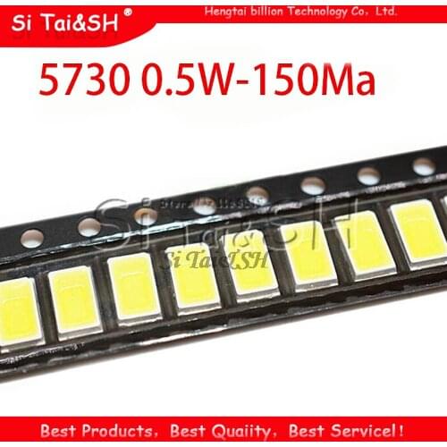 200pcs 5730 0.5W-150Ma 50-55lm 5600K-6400K White Light SMD 5730 LED 5730 diodes (3.2~3.4V)
