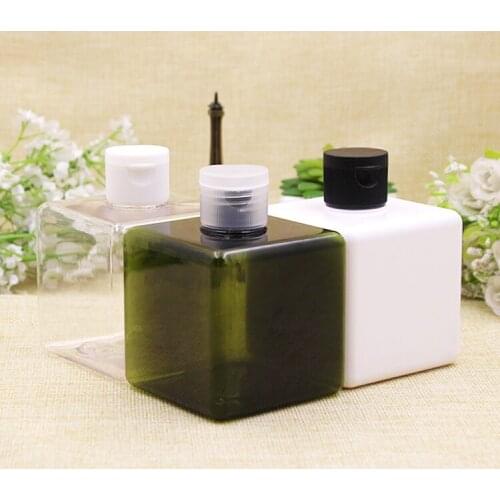5pcs/lot 250ml PETG Flip Top Cap Cosmetic Makeup Cream Container Empty Emulsion Shampoo Lotion Travel Refillable Square Bottles
