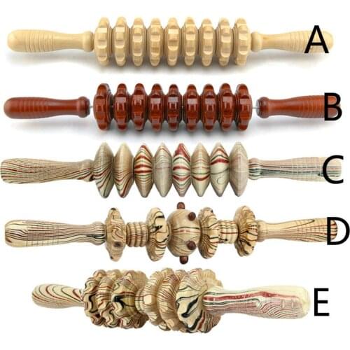 9-Wheel Wooden Abdomen Massager Multifunctional Fitness Roller Stick Muscle Relax Tool Body Anti Cellulite Waist Massage