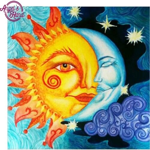5D DIY diamond embroidery cartoon Moon sun diamond painting Cross Stitch full square Rhinestone mosaic decoration gift ZX