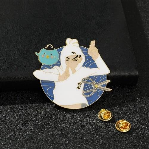 Anime Scissor Seven Metal Zinc Alloy Lapel Pins Backpack Jewelry for Children Kids Gifts