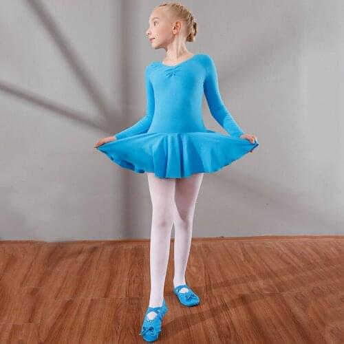 Girls Ballet Dancing Dress Long Sleeve Ballet Suit Kindergarten Dancing Dress Gymnastics Leotard for Girls Tutu D0771