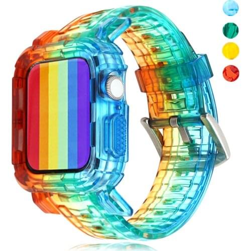 Bracelet for Iwatch Band 38mm 40mm 44mm 42mm Transparent Silicone Strap for Apple Watch 6 5 SE 4 3 Gradient Colorful Watch Band