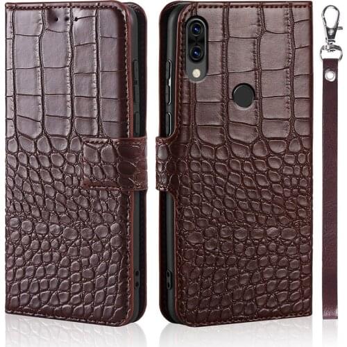 Phone Case For Xiaomi Mi Play Case Wallet Crocodile Texture Leather Book Design Phone Coque Capa With Strap Card Holders
