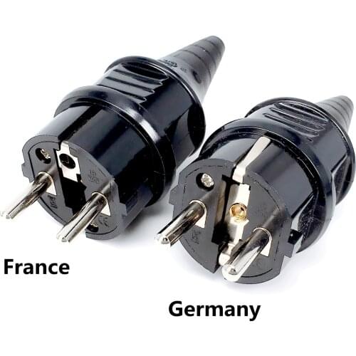 European Schuko 16A Power Plug IP44 Industry France/Germany Connector EU 2 Round Pins Adapter Type F AC Electrical Power