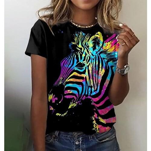 Summer Casual T-shirt Womens Print O-neck Short Sleeve Pullover Workout Tee Shirts Summer Casual Loose Tees Tops Tunic