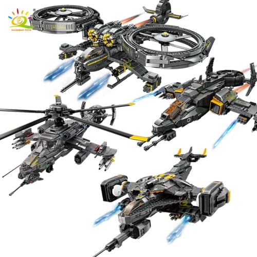 HUIQIBAO 1161Pcs Military Combat Aircraft Model Building Block City Fighter Soldiers Weapon Bricks Toys For Boys Children Gift